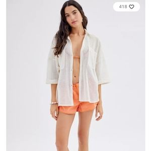 Out From Under XS Open Knit Button Down